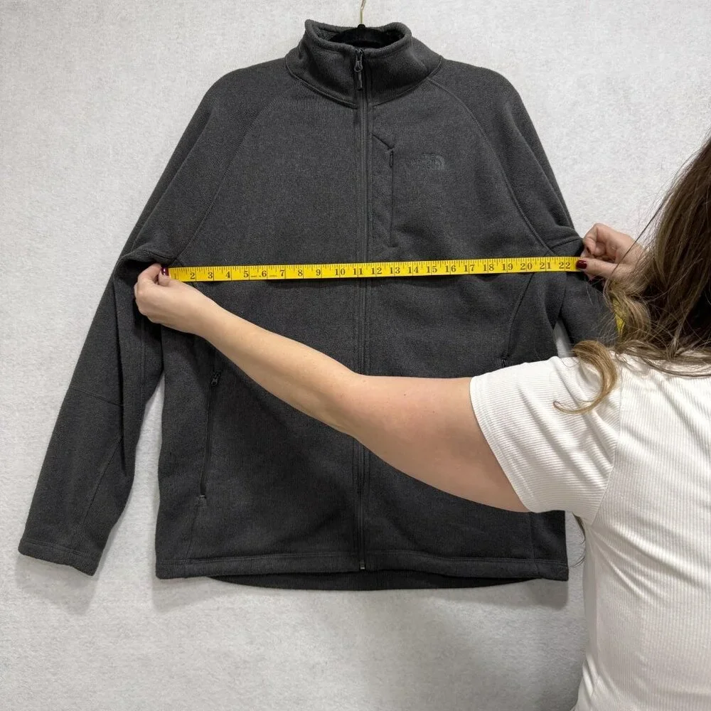 The North Face Jacket Mens Large Gray Full Zip Fleece Chest Pocket Outdoors
